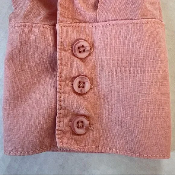 Anthropologie Cloth & Stone Pink Button-Up Long Sleeve Tie Shirt Blouse SZ L - Picture 15 of 16